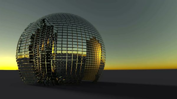 Globe — concept rendering of an outdoor kinetic sculpture
