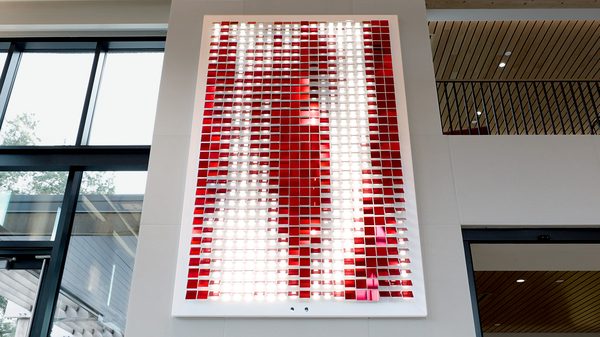 Merrimack River — kinetic artwork driven by live river data